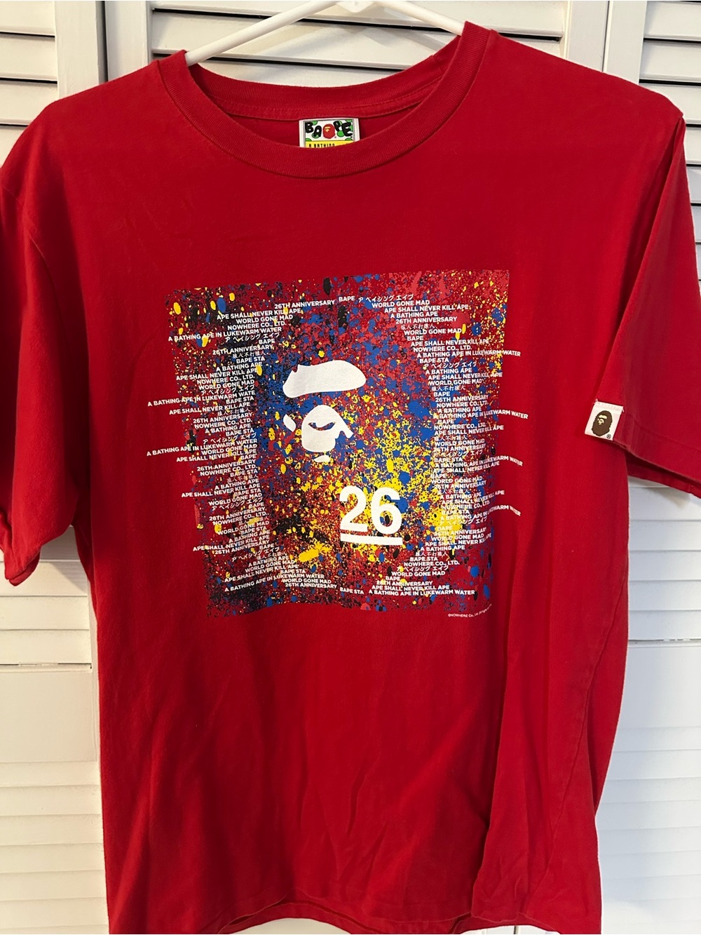 Bape Red Graphic 26 Anniversary Kids Tee